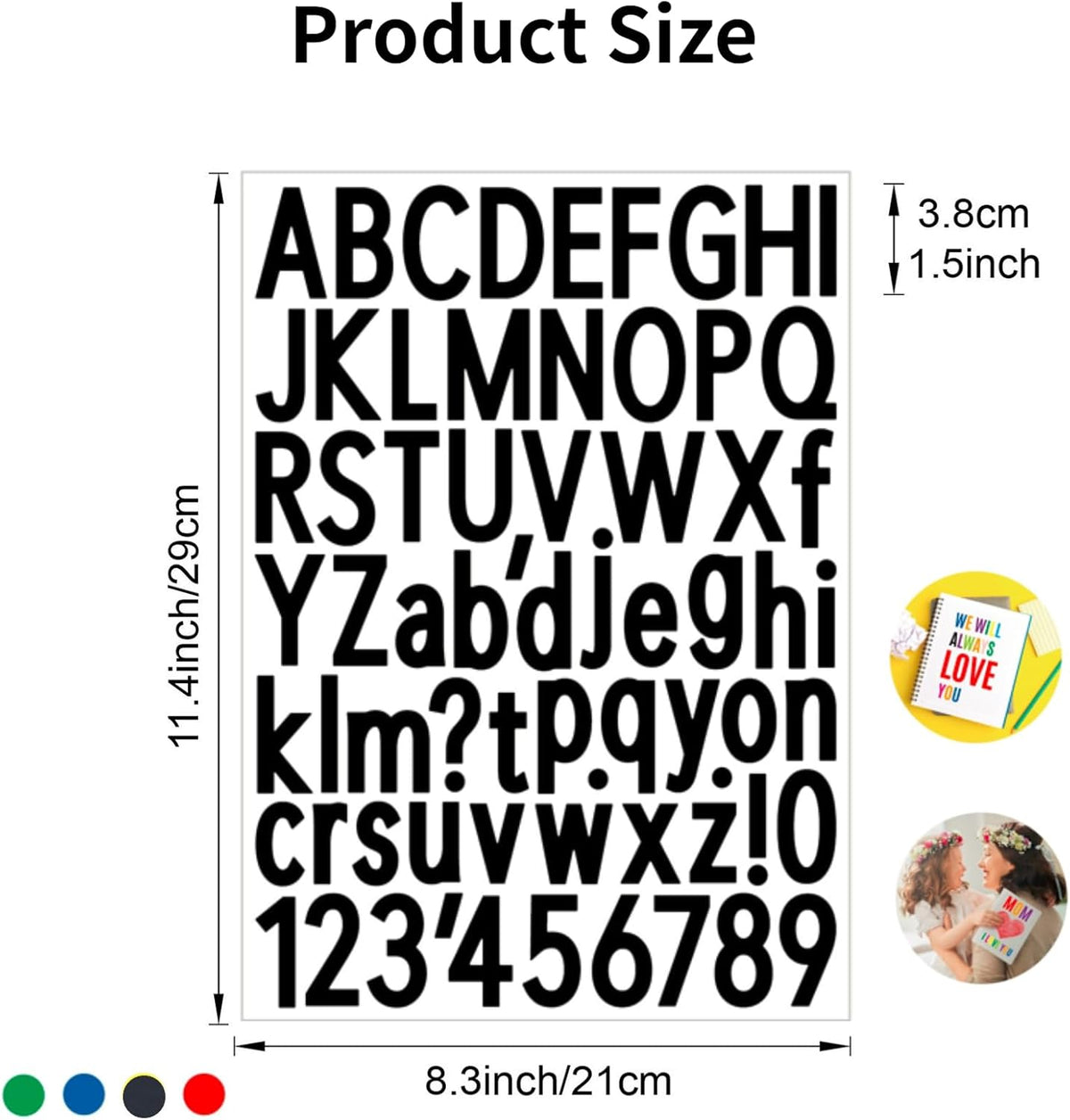 10 Sheets Letter and Number Stickers 1.5 inch Vinyl Self-Adhesive Alphabet Stickers, Mailbox Numbers Stickers, Cup Labels, Holiday Party Decoration (Black, 1.5 inch)