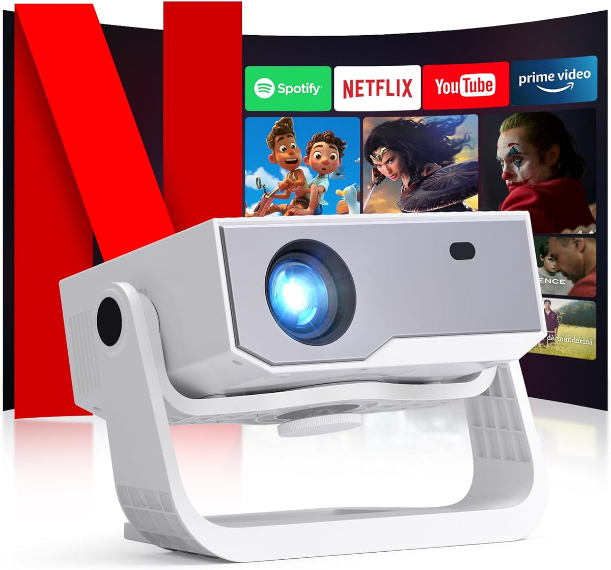 Projector with WiFi 6 and Bluetooth 5.2-17000L Native 1080P, Outdoor Projector with Screen, Movie Projector Compatible with HDMI/USB. Stick.