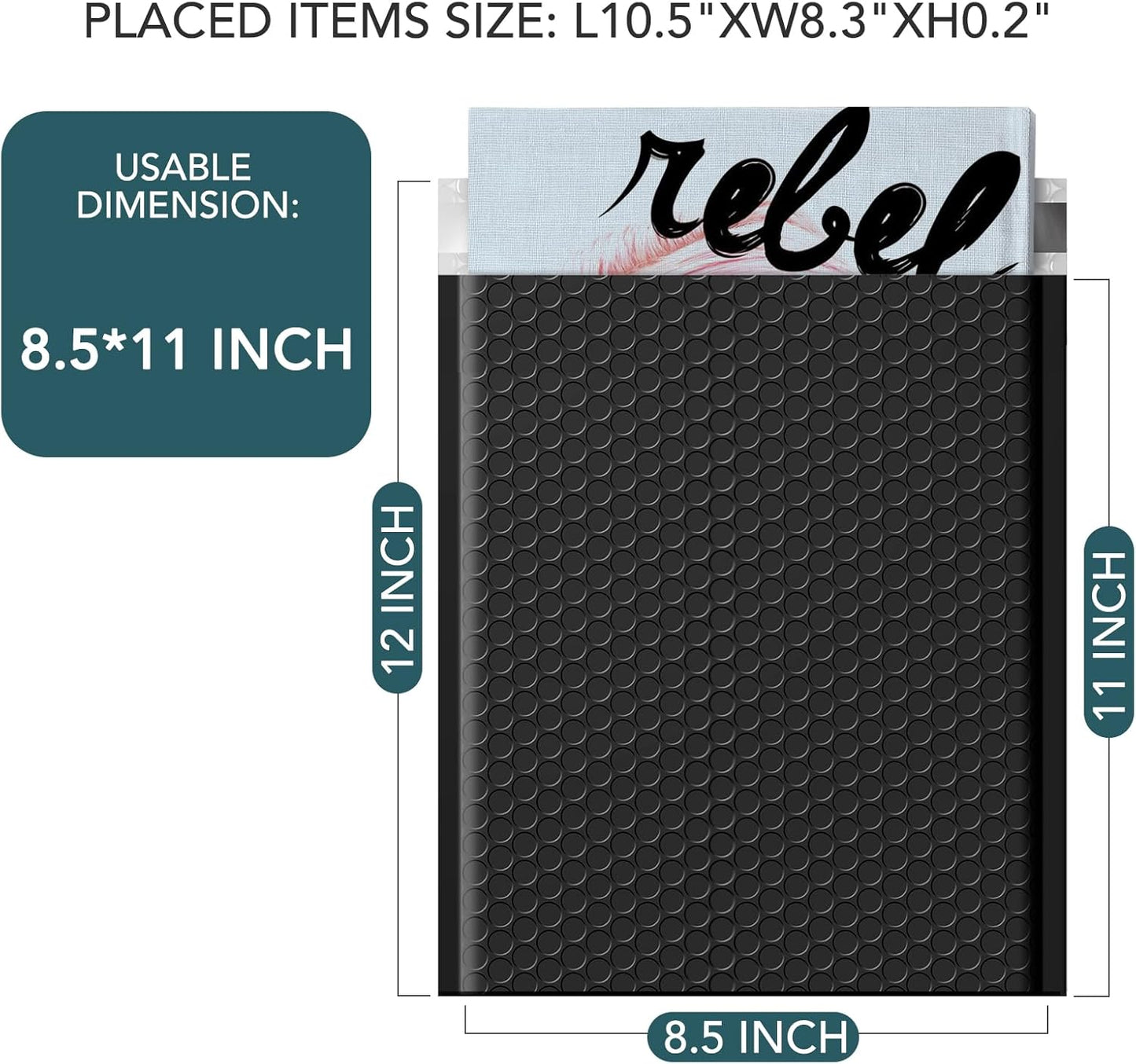 Metronic Bubble Mailers 8.5x12" 40 Pack Black Padded Envelopes Usable Size 8.5 x 11" Strong Adhesion Bubble Envelopes Medium Mailing Envelopes Bubble Padded for Small Business Shipping Books Clothes
