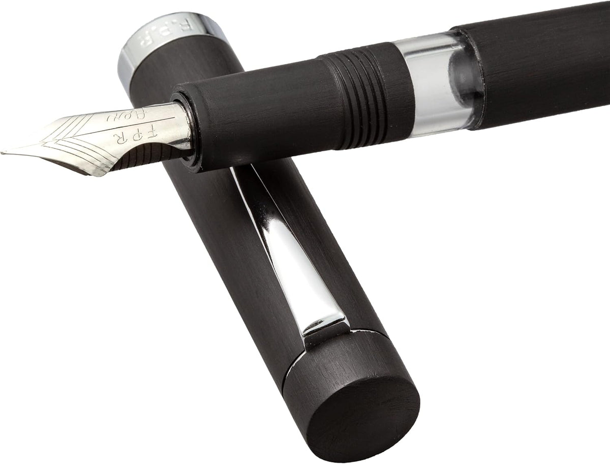 Jaipur V2 Piston Filled Refillable Fountain Pen - Black Ultra Flex Cursive Pen w/Stainless Steel Nib - Luxury Pens w/Acrylic Body & Ebonite Feed - Fountain Pens for Journaling & Calligraphy