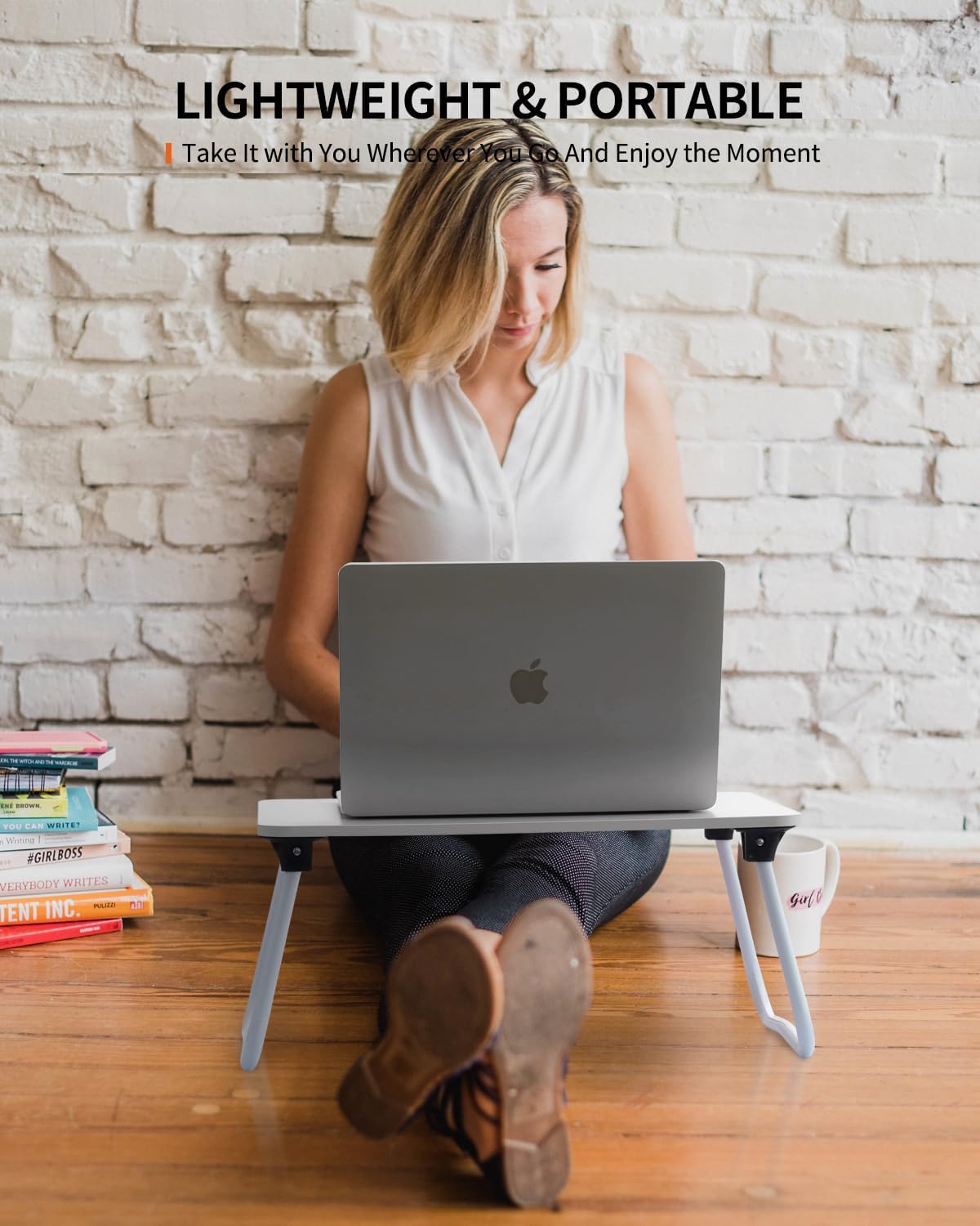 Foldable Lap Desk, Laptop Bed Desk, Portable Bed Table, Laptop Stand for Bed & Couch, Lightweight & Mini - Oak