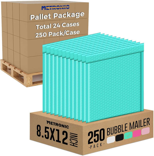 Metronic 6000 Pack Bubble Mailer 8.5x12 Inch Teal,Usable Size 8.5x11" Waterproof Padded Envelopes,Self-Seal Modern Bubble Mailers Cushioning for Shipping,Jewelry Makeup Supplies,Gift Packaging Bulk