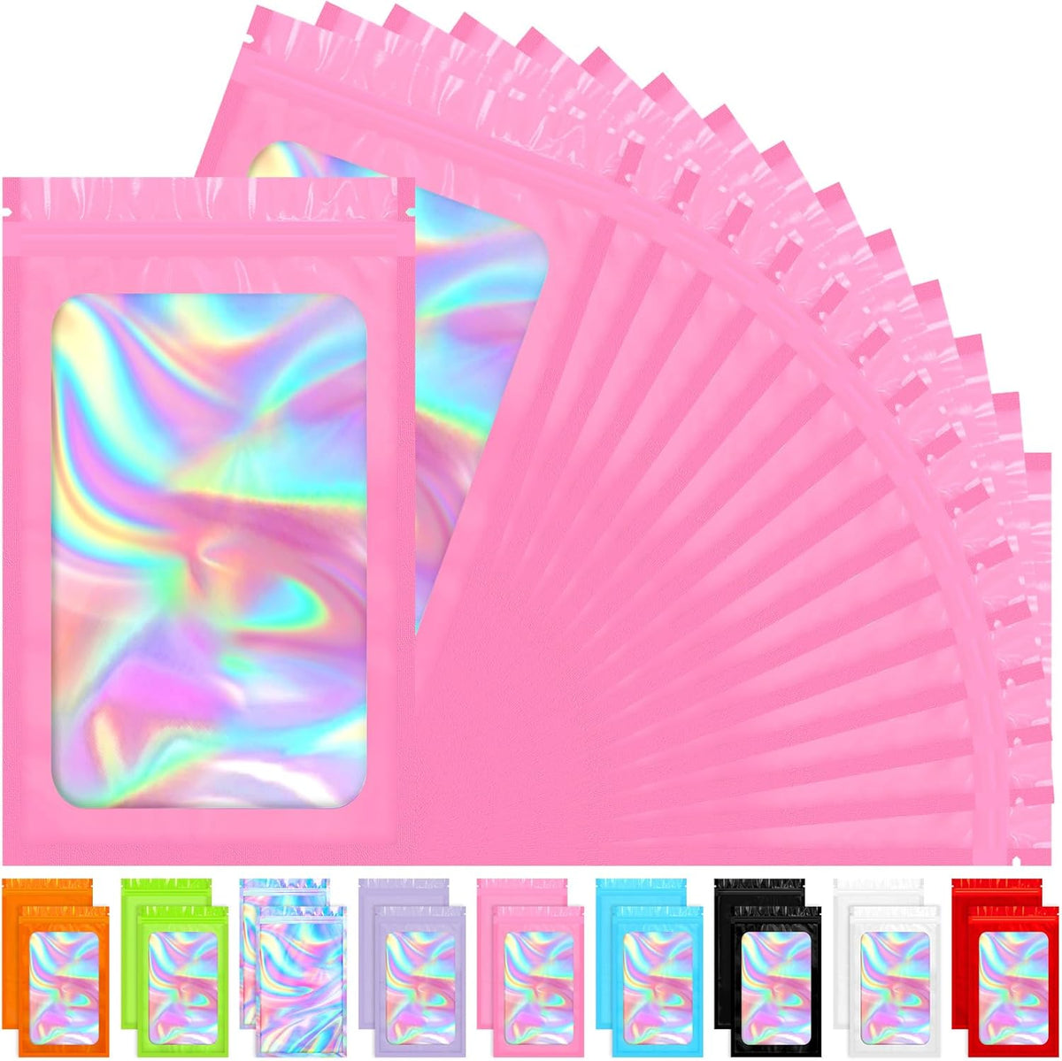 Mylar Bags, 100 PCS Pink Packaging Bags, Small Bag Smell Proof Bag (3x5 Inch)