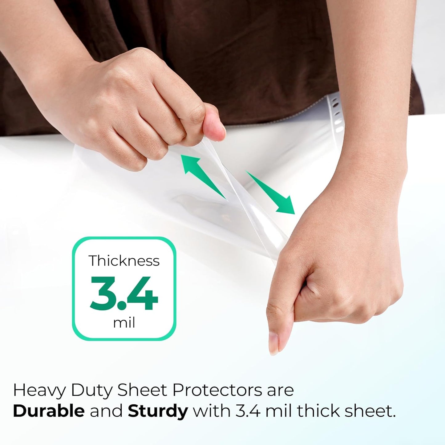 100 Pack, 8.5 x11 Clear Sheet Protectors, Page Protectors Heavy Duty for 3 Ring Binder, Top Loading Plastic Sleeves