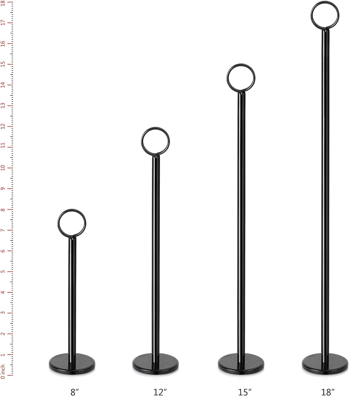 New Star Foodservice 27730 Ring-Clip Table Number Holder/Number Stand/Place Card Holder, 18-Inch, Set of 12, Black Finish