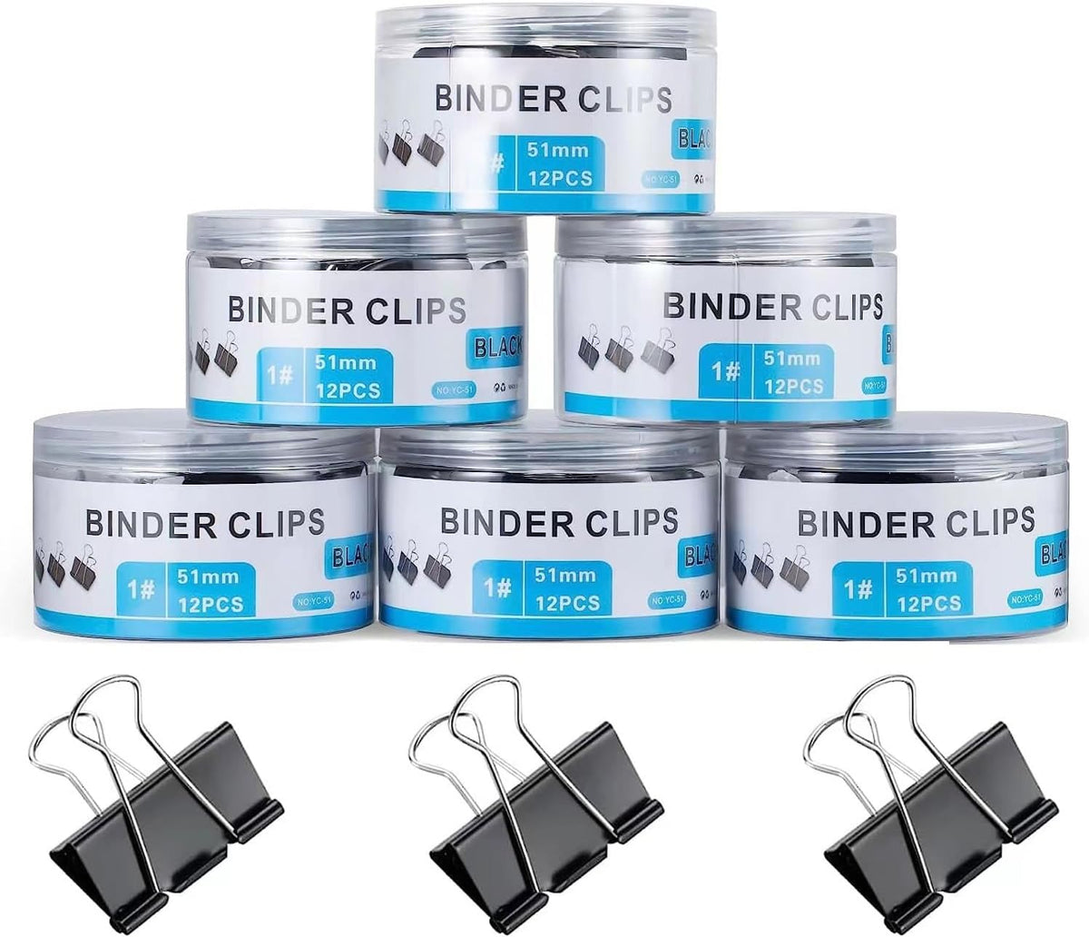 72 Pcs Extra Large Binder Clips 2 Inch Paper Clip Large Binding Clip, Jumbo Paperclips Bulk, Heavy Duty Big Paperwork Clamp Black, Kitchen School Teachers