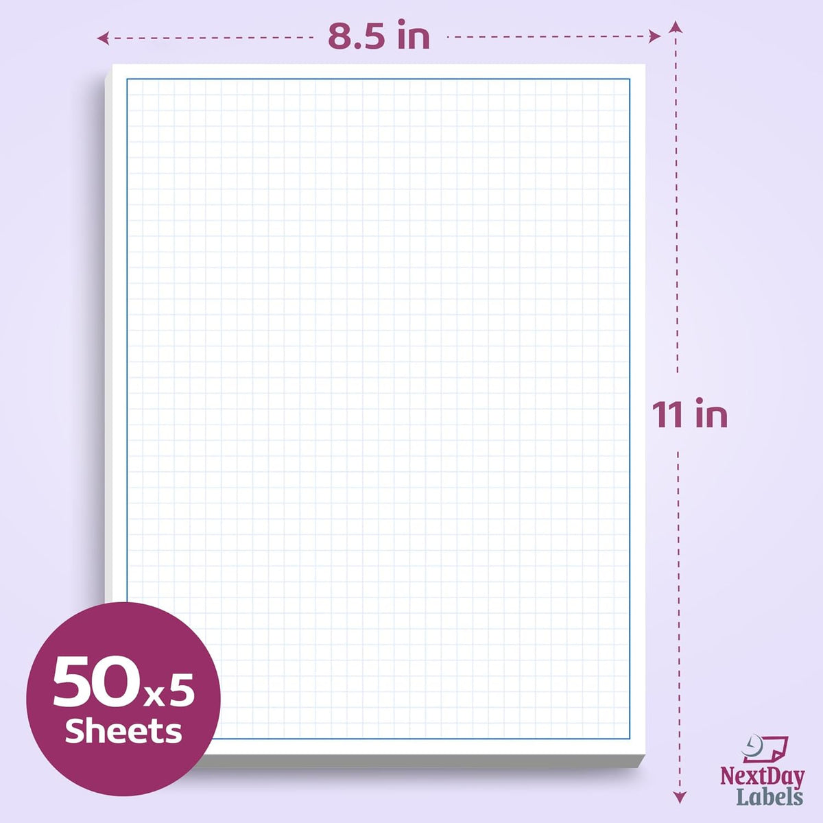 Graph Paper Pad for Blueprint Drawings, Drafting, Engineering Drawing, and Planning - Graph Paper 8.5x11 Blueprint Quadrille Grid Paper Pads with Blue Lines, High Brightness 50 Sheets (5-Pack)