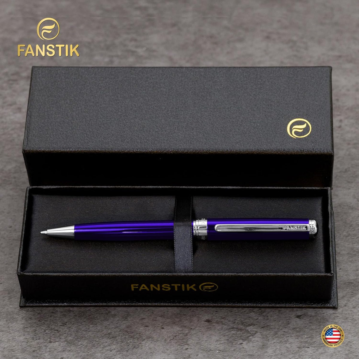 Customized Blue Luxury ballpoint pen (Made In USA) fancy gift set for women, Real 24K Gold Plating, Professional executive pen gift set for men (Lux Custom-BallPoint Blue)