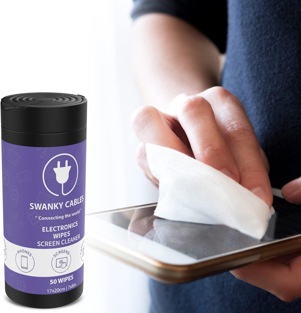 Screen Cleaner Wipes: Electronic Wipes for Screens - Computer Screen Wipes for Lens, Phone, Tv Screen and Monitor Cleaning - Tech Wipes & Microfiber Cloth (Canister, 300 Count)