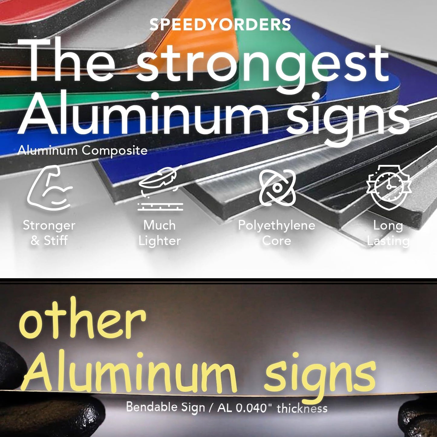 Custom Metal & Aluminum Business Signs - Personalized, Waterproof, 7x7 In (White Aluminum with Brown Background)