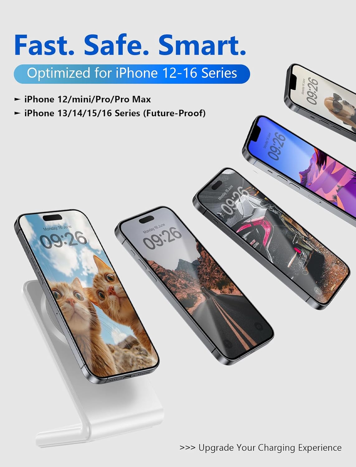 Mag.Safe Charger - iPhone Charger Stand, Magnetic Fast Wireless Charger for iPhone 17/16/15/14/13/12 Series - White