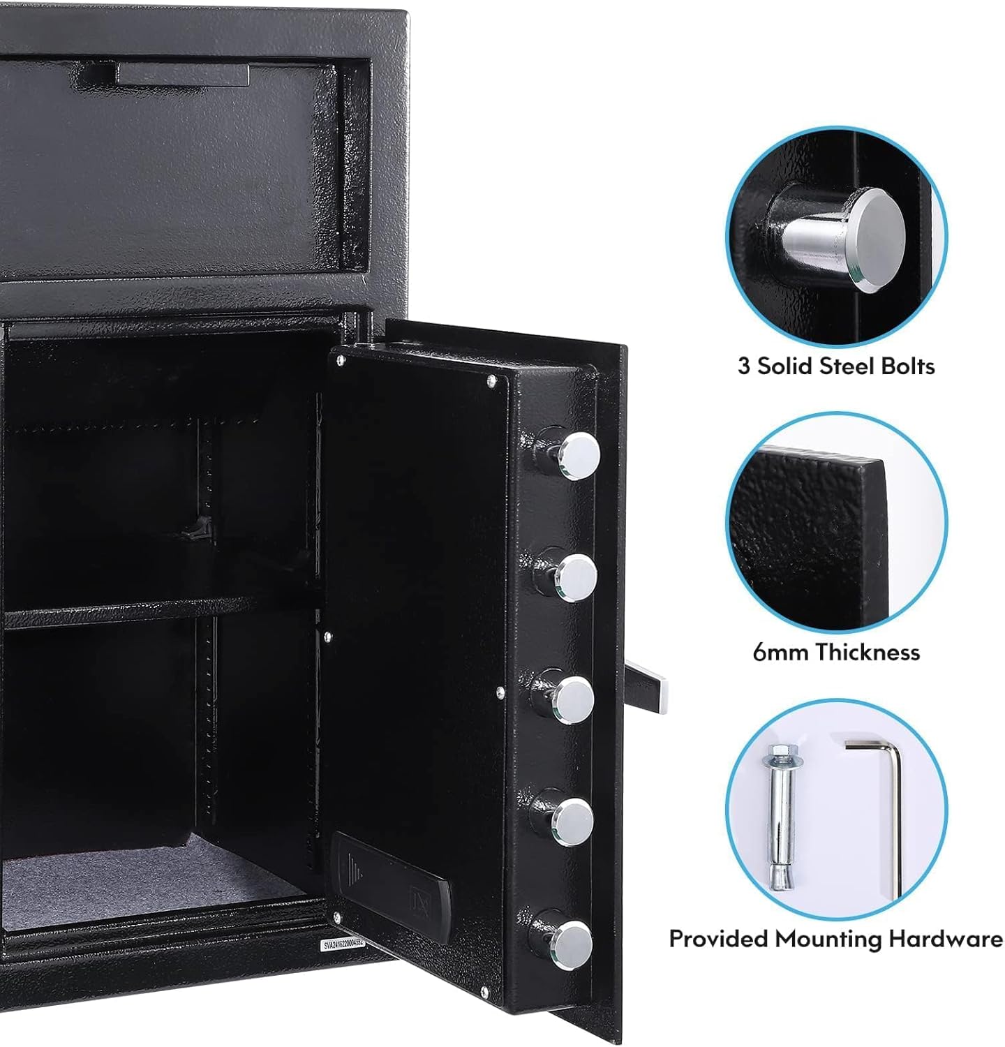 2.5 Cu.Ft Heavy Duty Drop Safe for Business with Digital Keypad, Money Depository Box with Drop Slot, 20"x15.7"x13.8", Office Security Chest for Cash and Mail