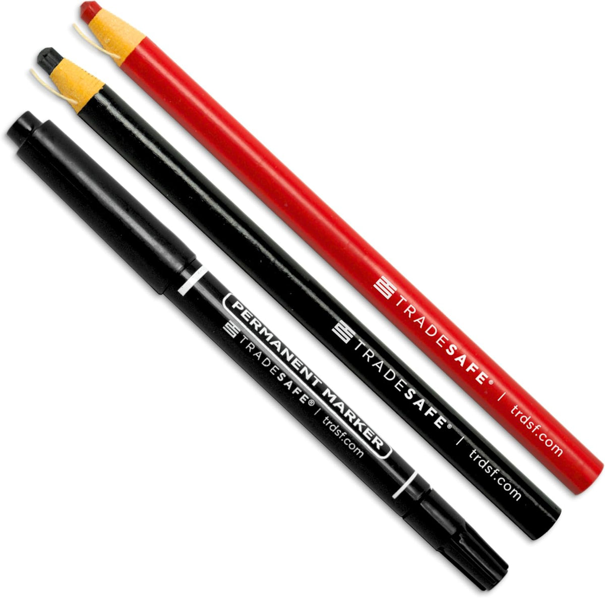 TRADESAFE Grease Pencils and Permanent Marker Set - Black China Pencil, Red Wax Pencil, Black Dual Tip Marker Pen, Premium Grade Markers for Metal, Glass, Fabric