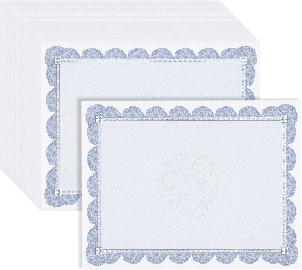 Best Paper Greetings Printable Certificate Paper - Letter Size (8.5" x 11"), Navy Blue Floral, 96 Blank Cardstock Sheets - Printable Cardstock with Border for Awards