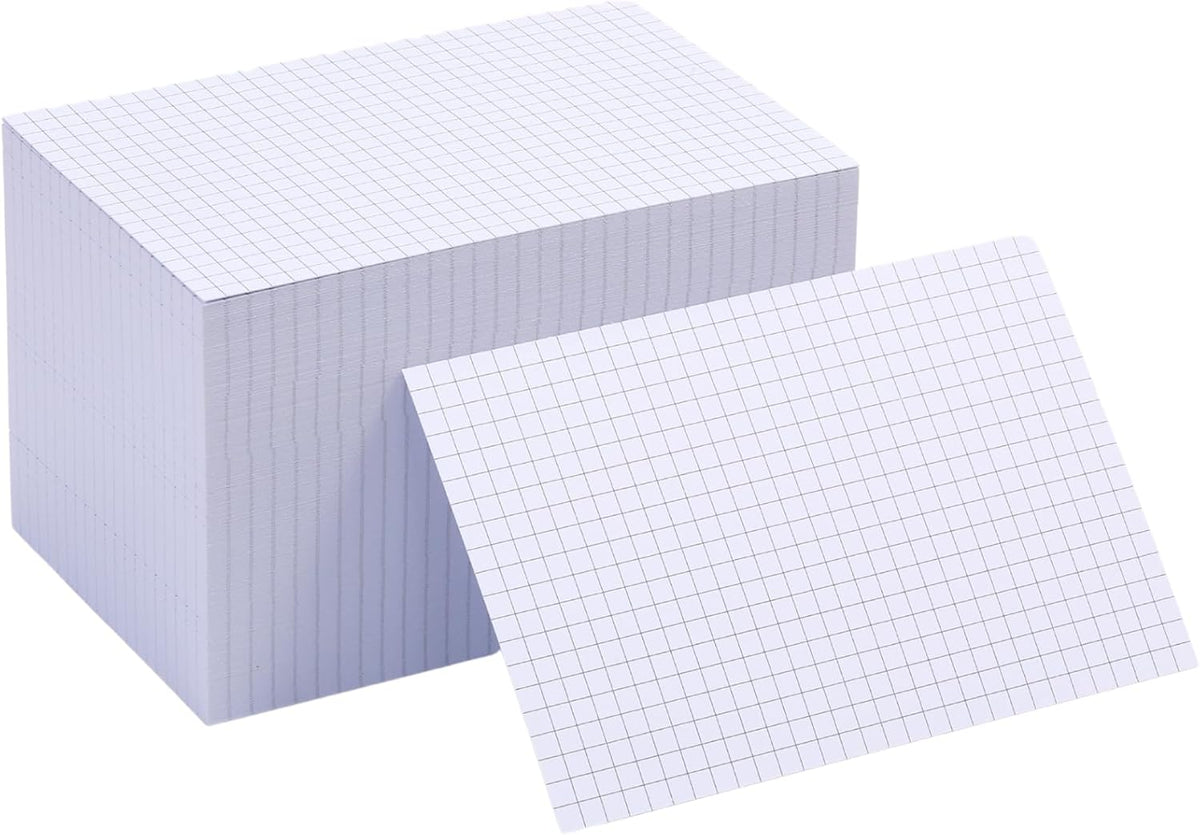 Extra Heavyweight Grid Index Cards 4x6 Inch 92lb Weight Double Sided Graph Ruled Notecards Thick Flash Cards for Note-Taking, Studying, and Organization, Ideal for School, Home and Office - 200 Count