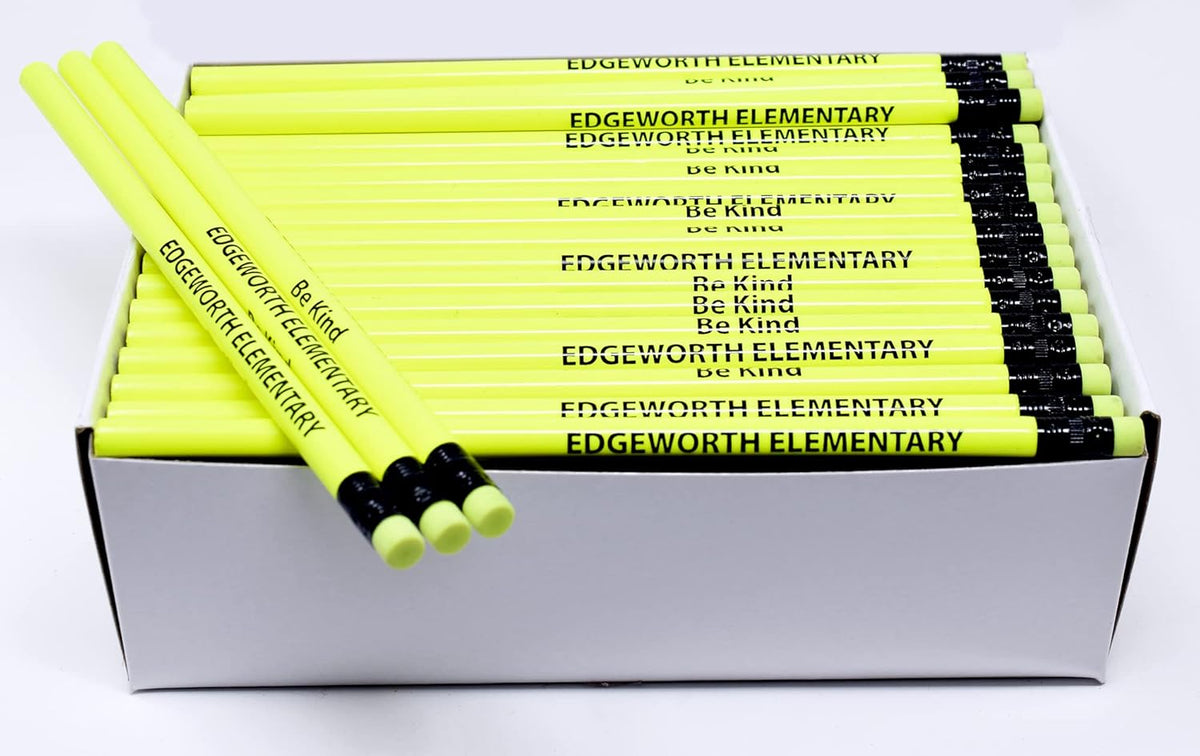 Pencil Guy Promotional Personalized Imprinted Neon Round Pencils 144 to a box