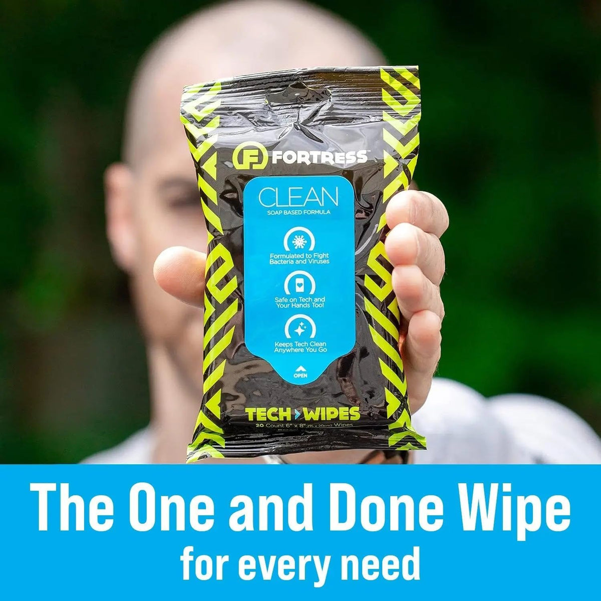 Fortress Electronic Wipes With Microfiber Cloth (25 ct, Pack of 64) To-Go Tech Wipes for Screens, Phones, Keyboards, TV Monitors, Computer Screens, and More [Travel Size] Skin-Safe