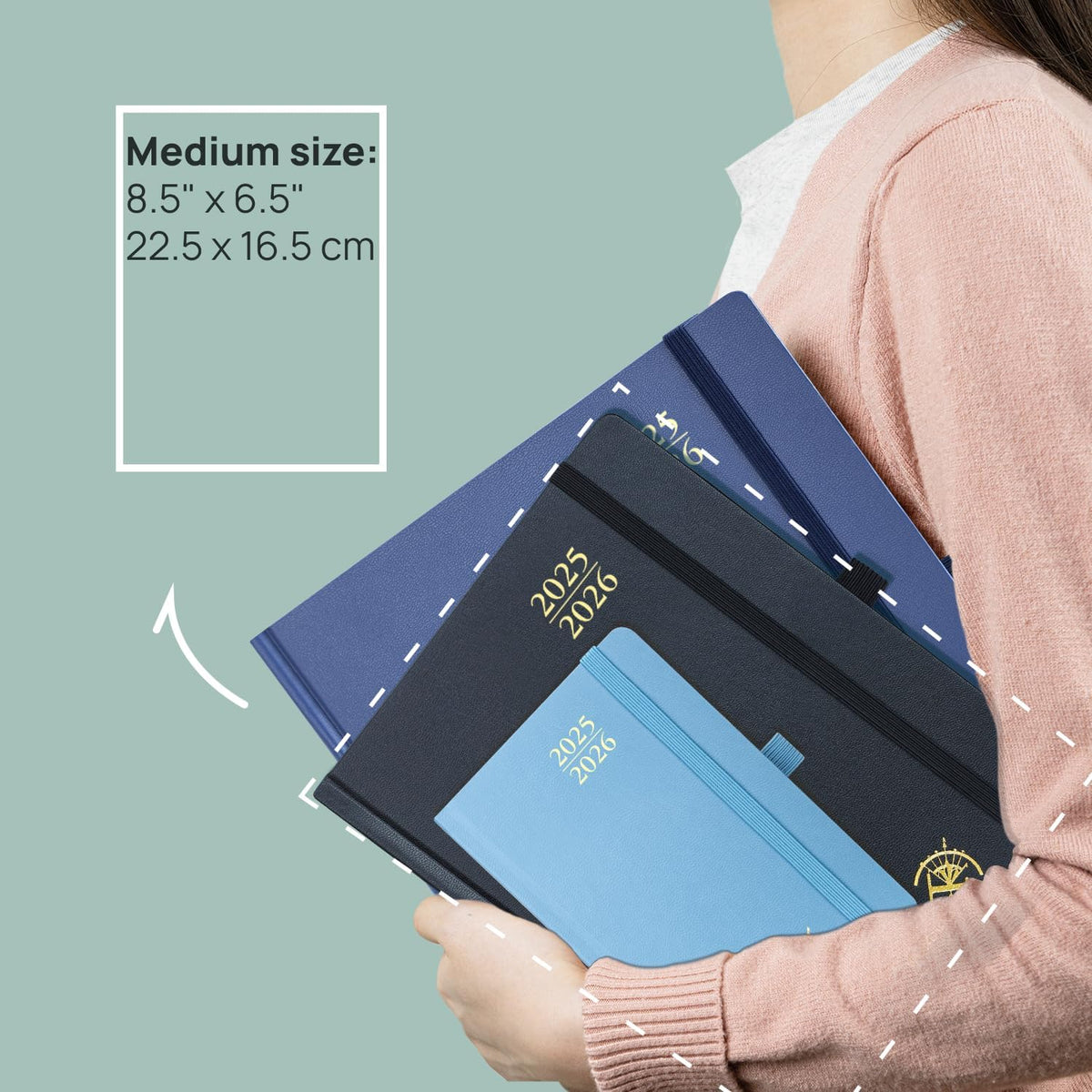 POPRUN Planner 2025-2026, (Medium 6.5'' x 8.5'' Hard Cover) Academic Calendar (July 25-June 26) Daily Weekly and Monthly Appointment Book with Hourly Time Slots, Monthly Tabs, 100 GSM - Orange