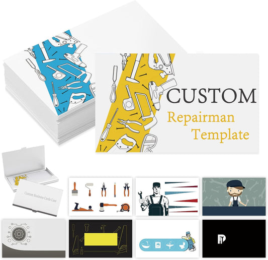 Custom Business Cards with Logo Personalized Double Side Printable Customize Business Cards 1000 500 200 100 for Small Business Women Men-Repairman Template