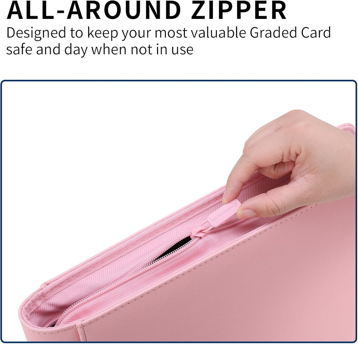 Snekdy premium 1024-pocket trading card binder, 16-pocket cards album, waterproof PU-leather Cover album with side loading, holds gaming, baseball, basketball & sports cards (Pink)