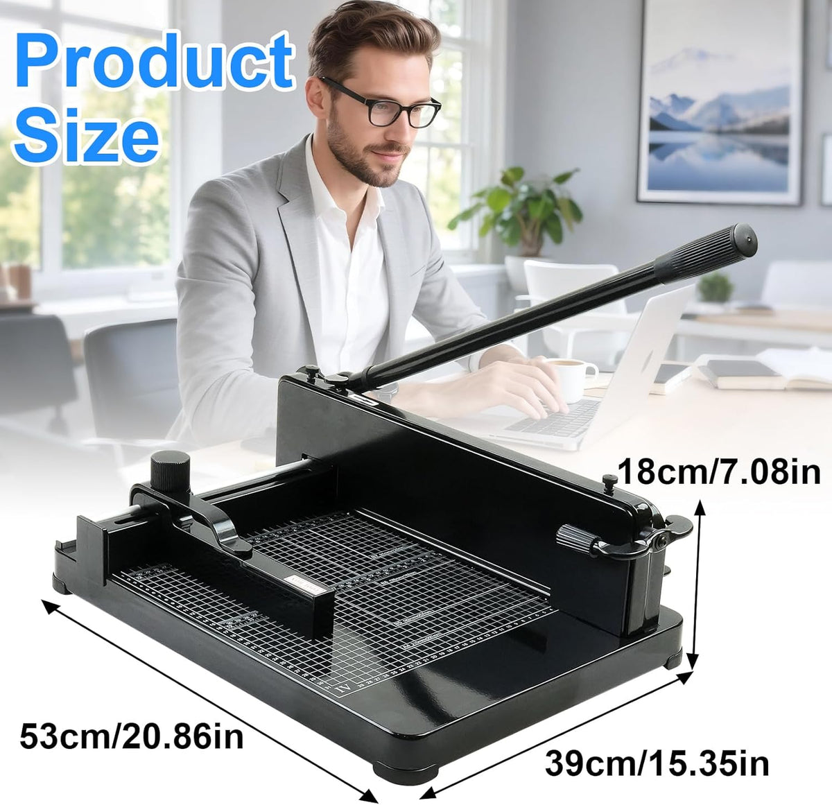 12" Guillotine Paper Cutter, Solid Steel Construction Paper Cutter for A4 Paper, 400 Sheet Capacity Guillotine Paper Cutter for Coupon, Craft Paper and Photos, Black
