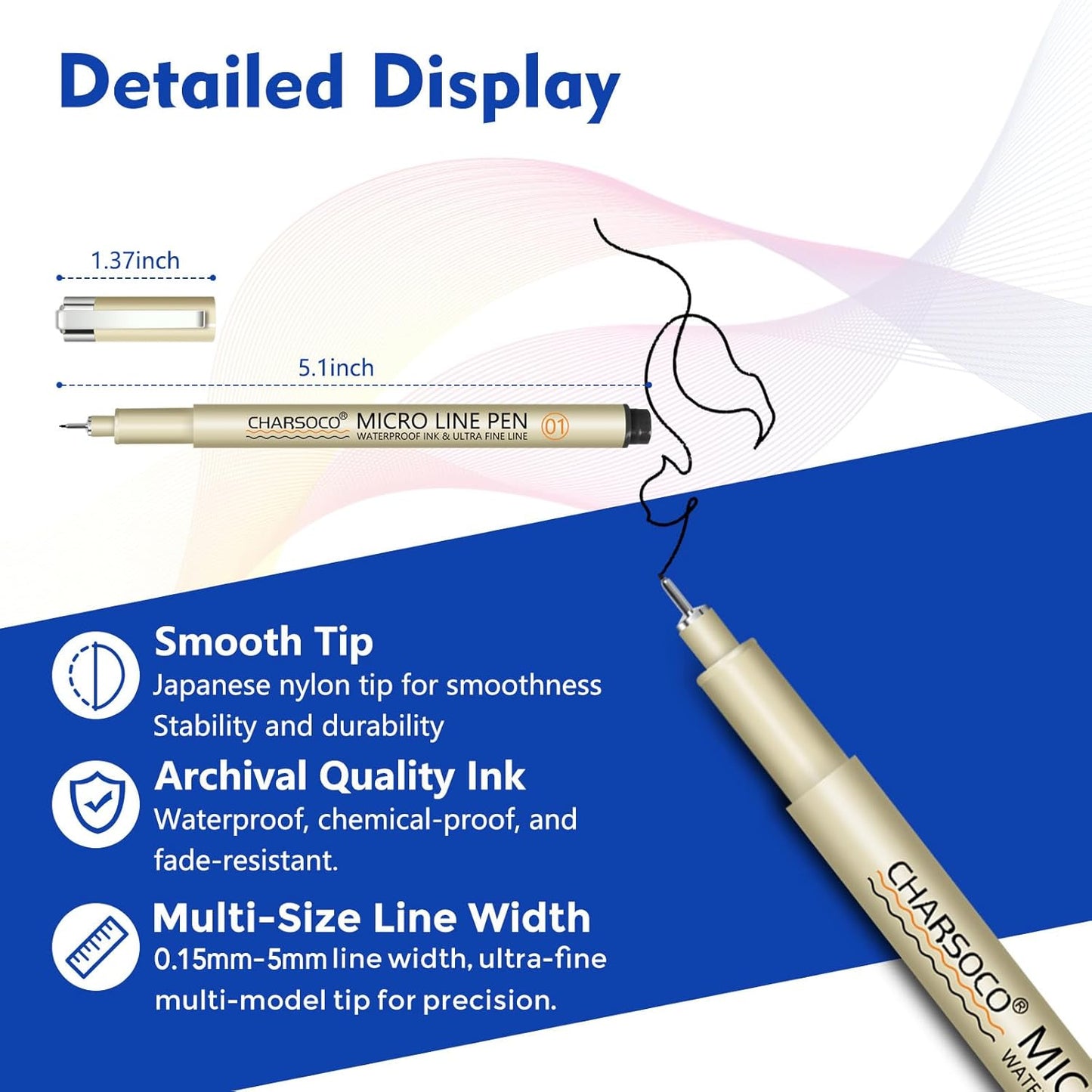Arts Sign Brush Pen, Felt Tip Water Based Ink with 12 Colors, for Journaling, Lettering, Calligraphy, Technical Drawing and Scrapbooking