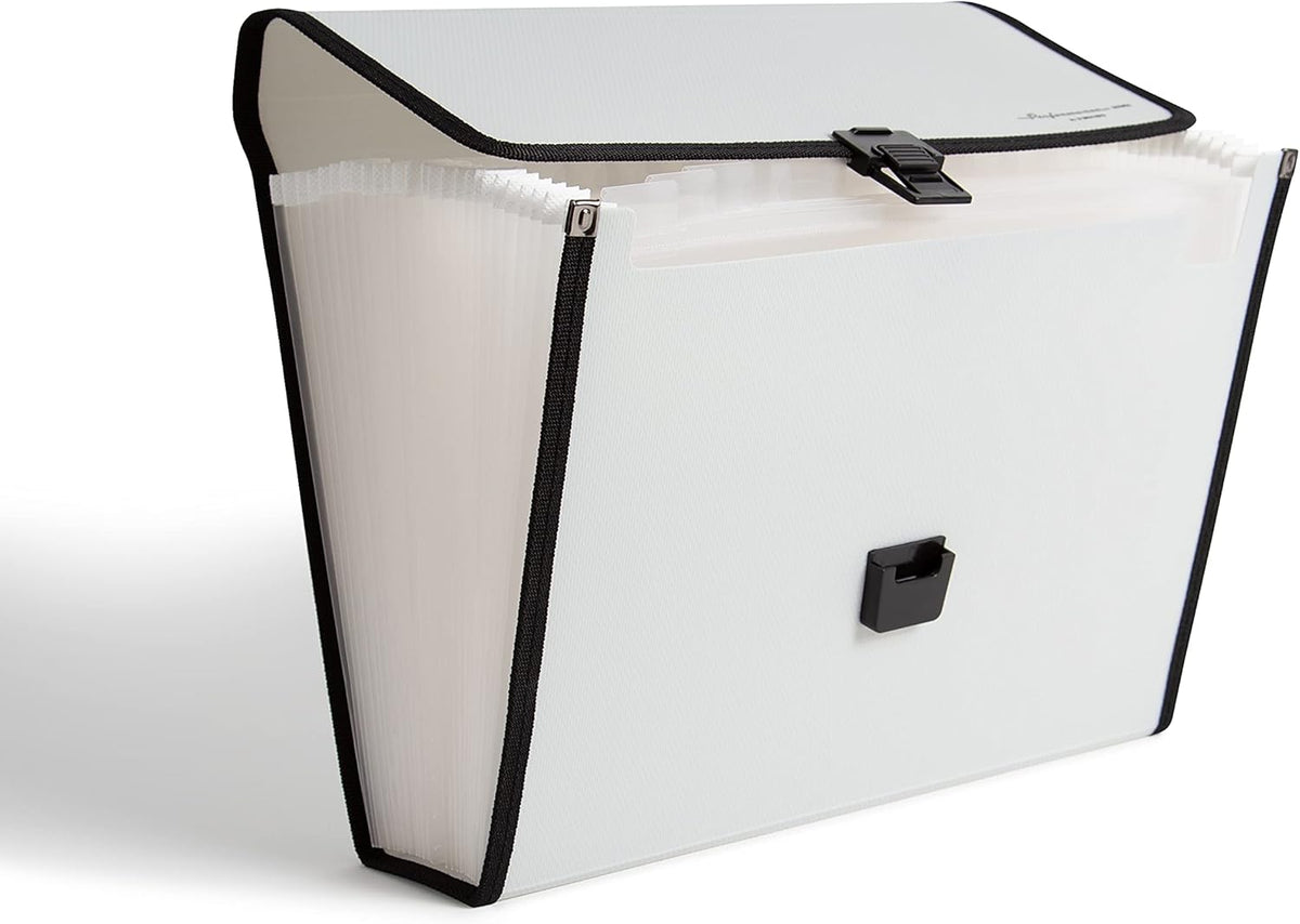 U Brands Gray Expandable 26-Pocket Performance Poly File Folder with Handle Office Supplies, 13” x 10.83” x 2.5”