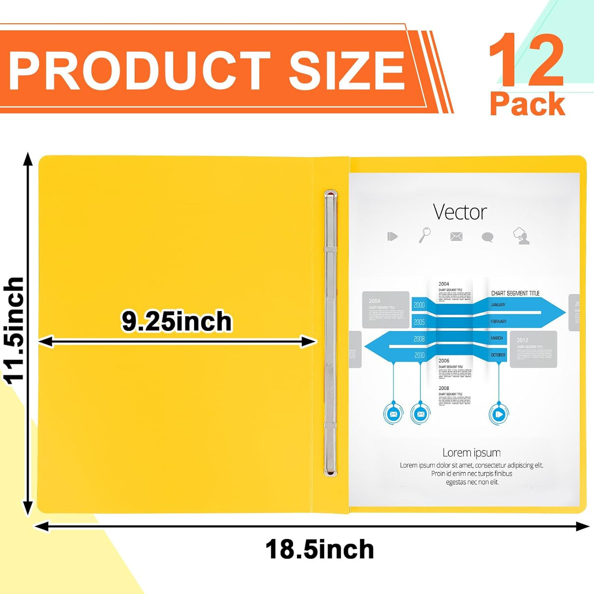 gisgfim 12 Pcs 8.5 X 11'' Pressboard Report Cover 3" Capacity Prong Clip Report Cover Metal Prong Fastener with Compressor Letter Size Presentation Report Folder for Bind Proposal Document