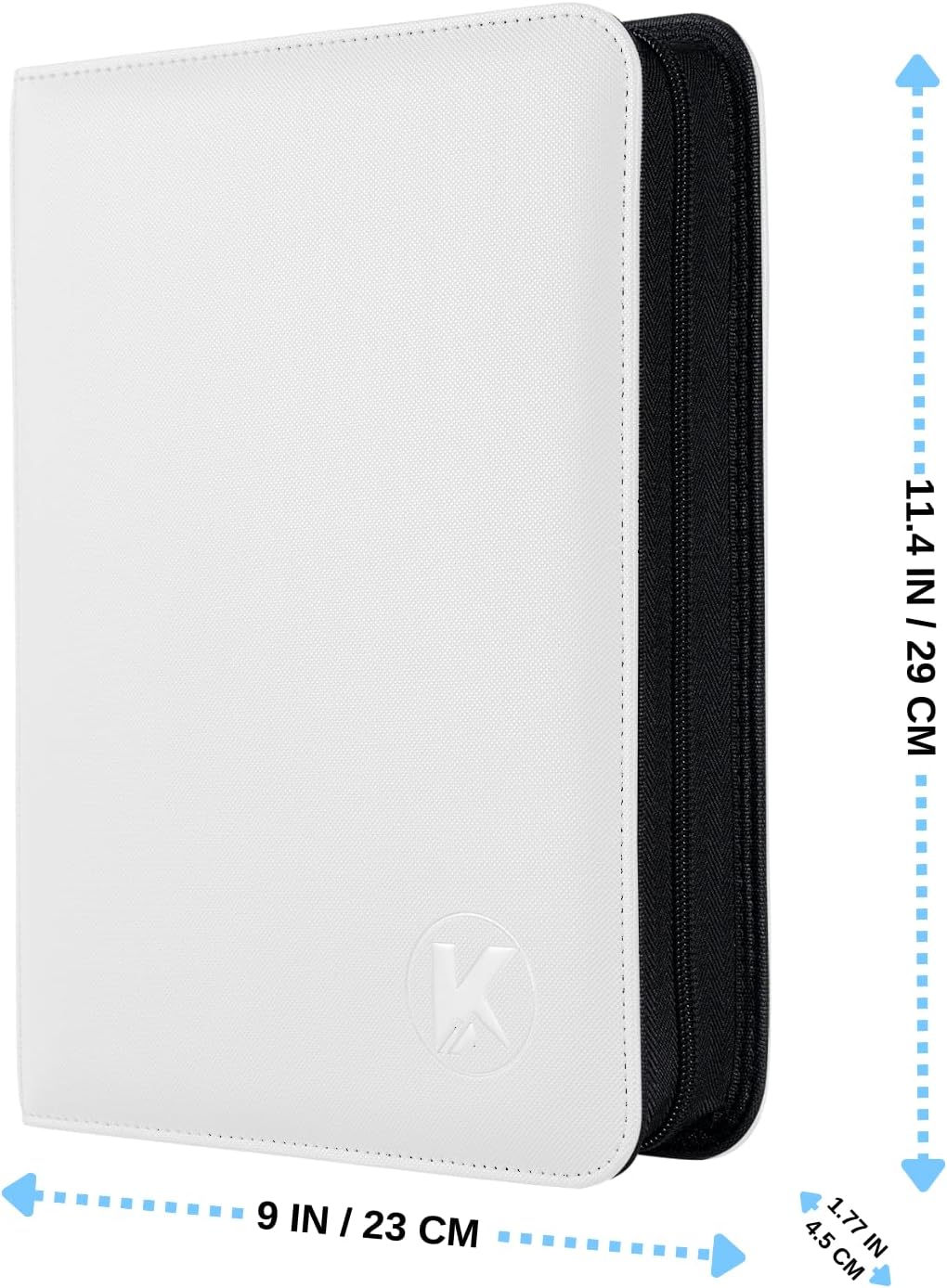 Toploader Binder, Holds 128+ Toploaders, 4 Pocket Top Loader Card Storage Case, Double-Sided Pockets for trading card in 3 x 4'' Toploaders（White）