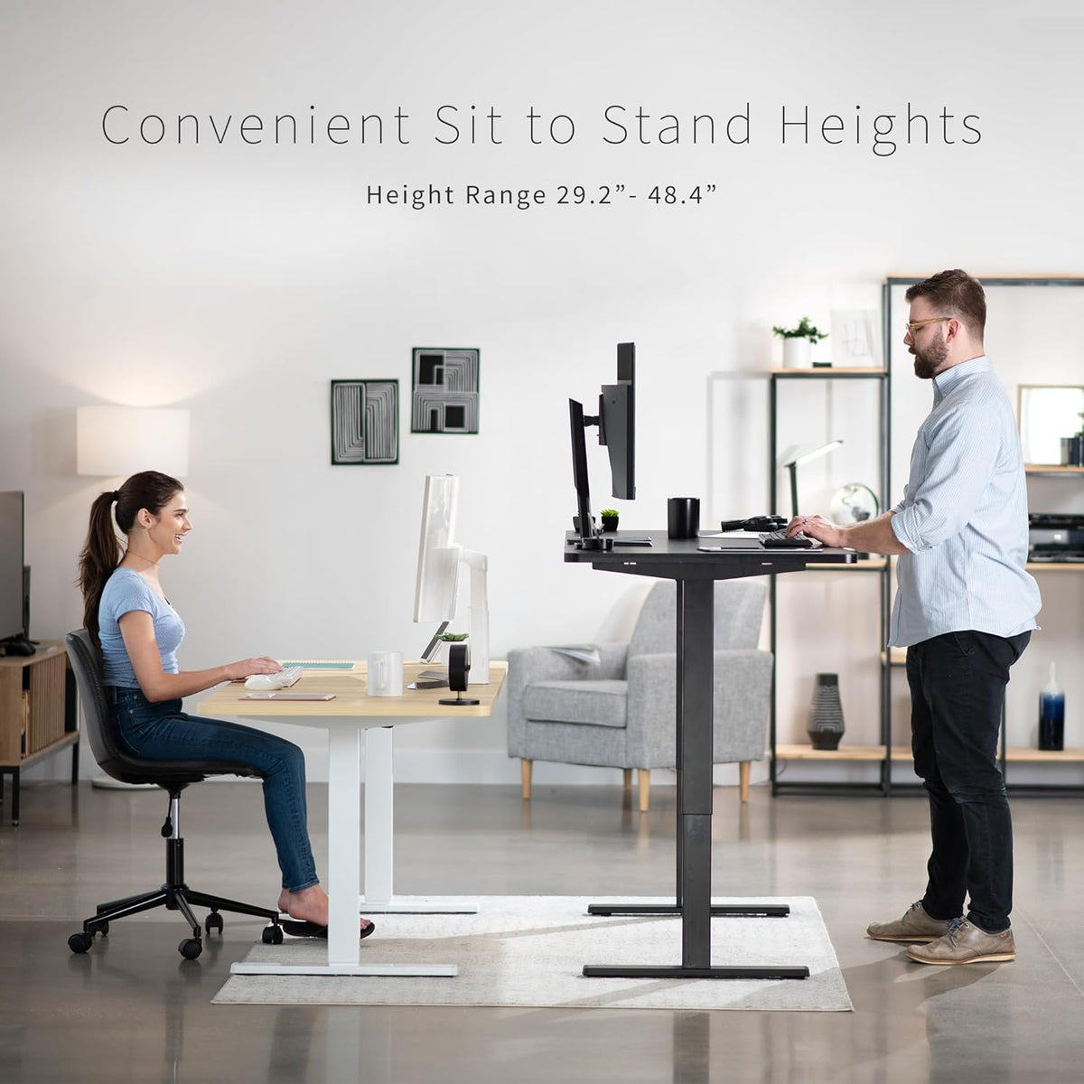 VIVO Electric 71 x 30 in Rustic Standing Desk, Memory Height Adjustment, 1B Series, Black and Vintage Brown Top, Black Frame, DESK-KIT-1B7BN