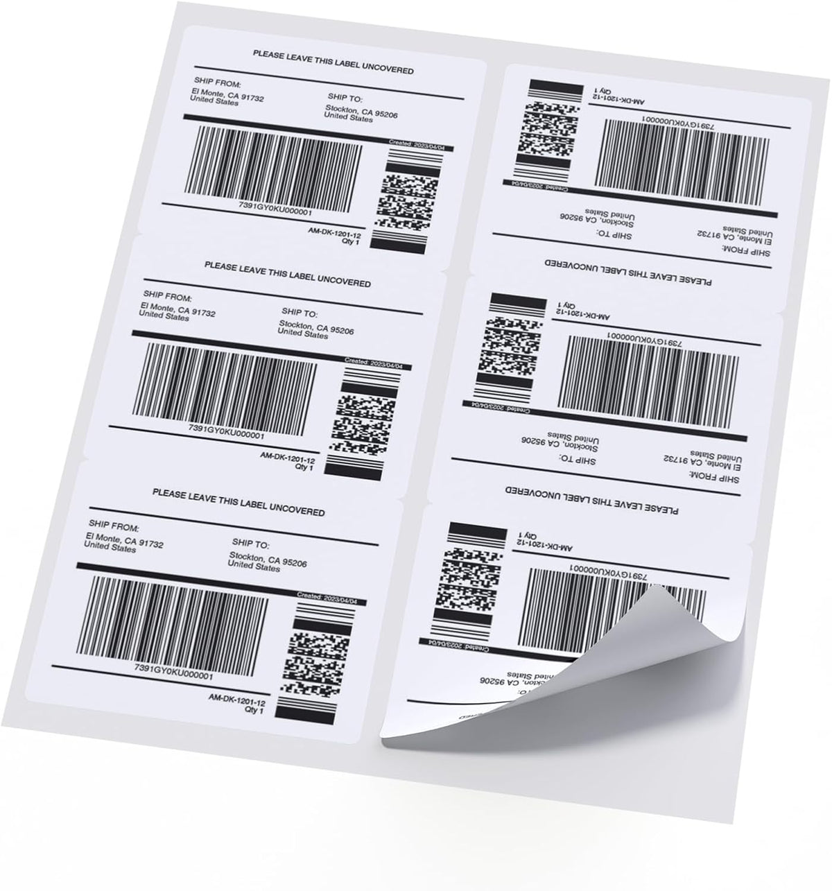 200 Sheets 1200 FBA Box Labels, 3-1/3" x 4" 6 Up Shipping Address Labels for Laser & Inkjet Printers, Product Labels, 6 per Page Printable Mailing Label - Matte