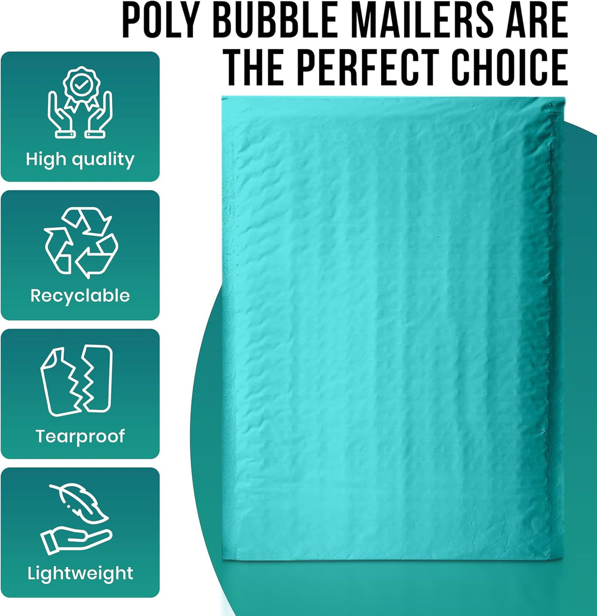Levex - #0000 4" x 6" [10 Pack] Teal Poly Bubble Mailers, Padded Envelope Mailers, Packing Envelope & Mailing Bags for Shipping