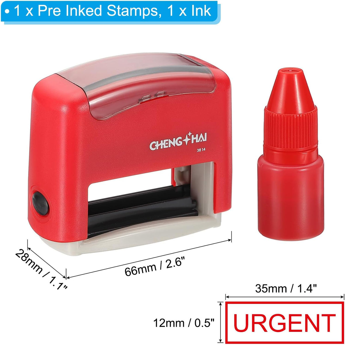 YOKIVE Urgent Self Inking Rubber Stamp, Office Ink Business Stamp for Office Documents, Paperwork, Warehouse, Label (Red)