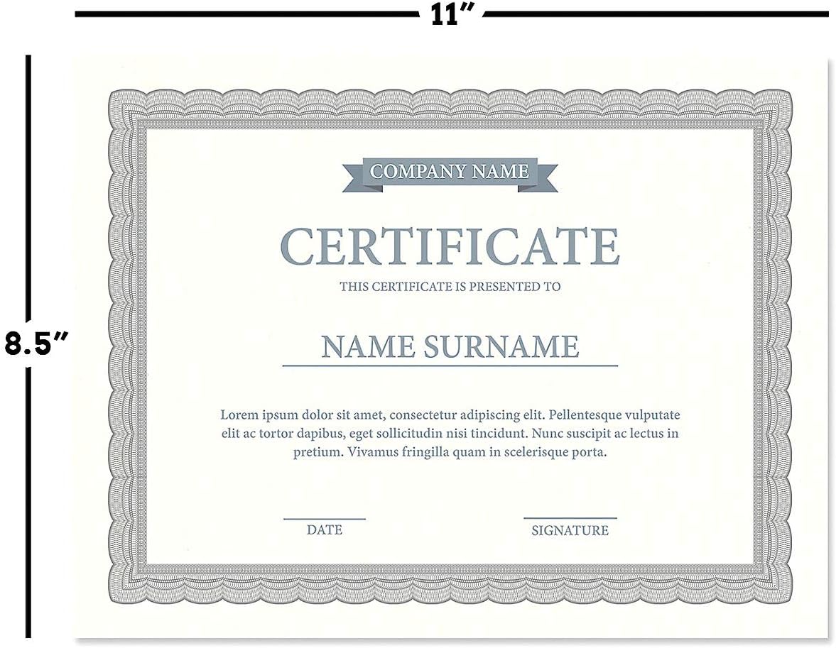 Executive Gray & White Parchment Certificate Papers - Pack of 100, Laser & Inkjet Printer Compatible, For Office, Business Awards, Graduation, School Diplomas, 8-1/2" x 11" on 60 lb. Text Stock