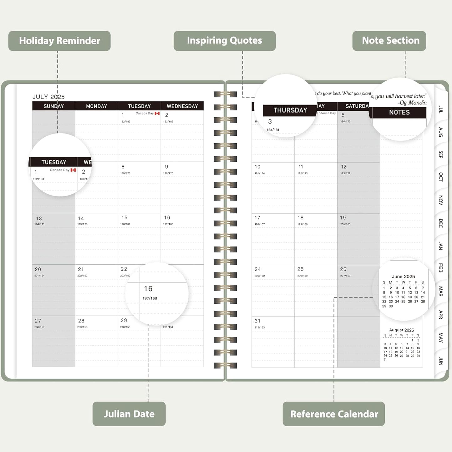 Planner 2025-2026, Monthly and Weekly Calendar Academic Planner (July 2025 - June 2026), Hardcover Planning Agenda Book for Office School Supplies, A5 (6.3" x 8.5")