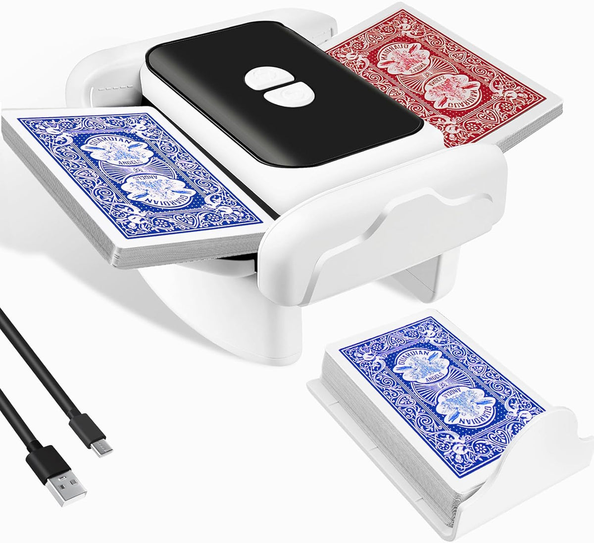 Automatic Card Shuffler，Rechargeable One-Click Card Shuffler for 1-2 Decks, Low Noise & Efficient Shuffling Machine, Portable Electric Card Shuffler for Poker, UNO, Blackjack, Skip-Bo, Phase 10