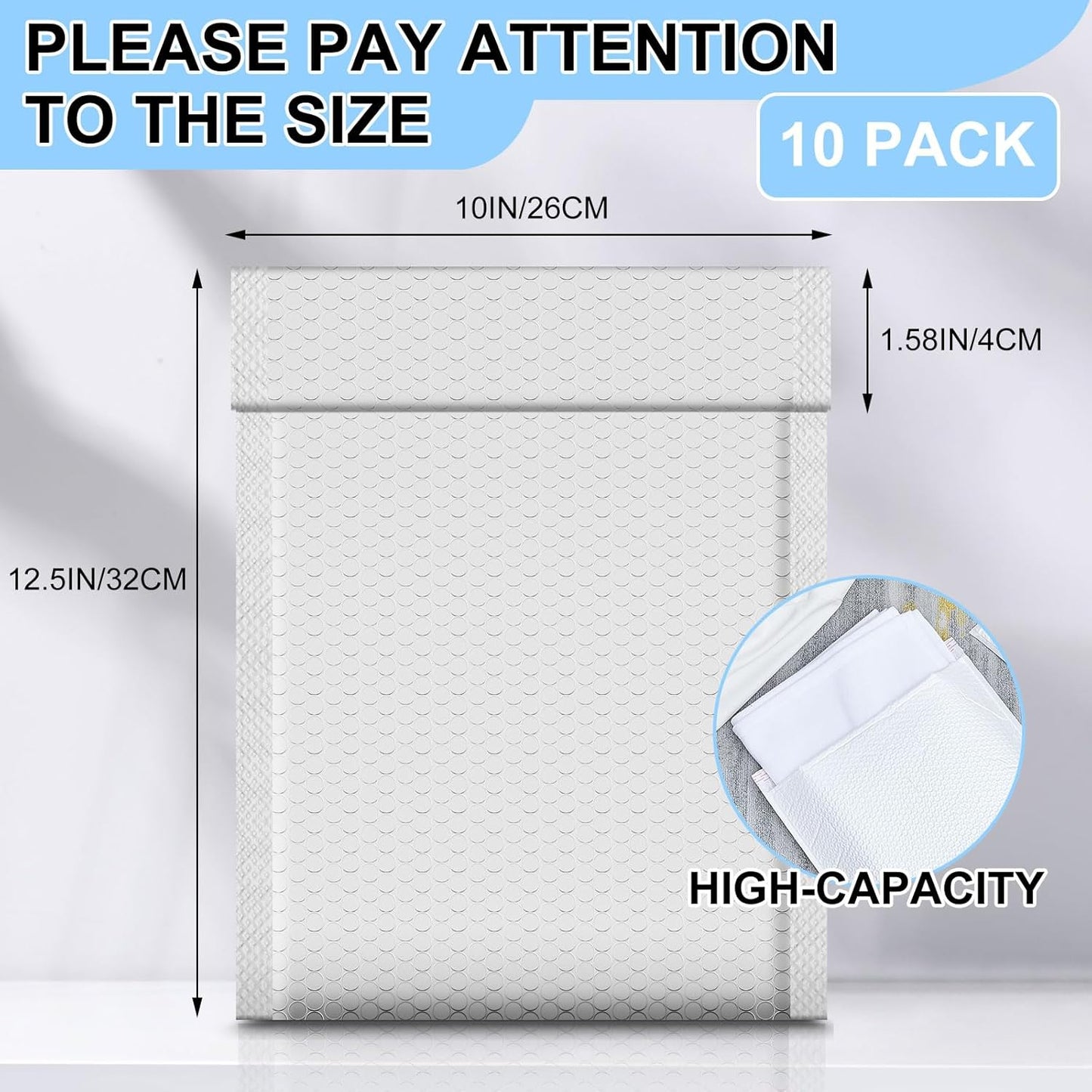 Ireer 10 Pack Extra Large 10 x 13" Bubble Mailers Poly Padded Envelopes Cushioned Mailing Envelopes Bubble Padded Mailers Self Adhesive Waterproof Shipping Bags for Business Christmas Packaging Gift
