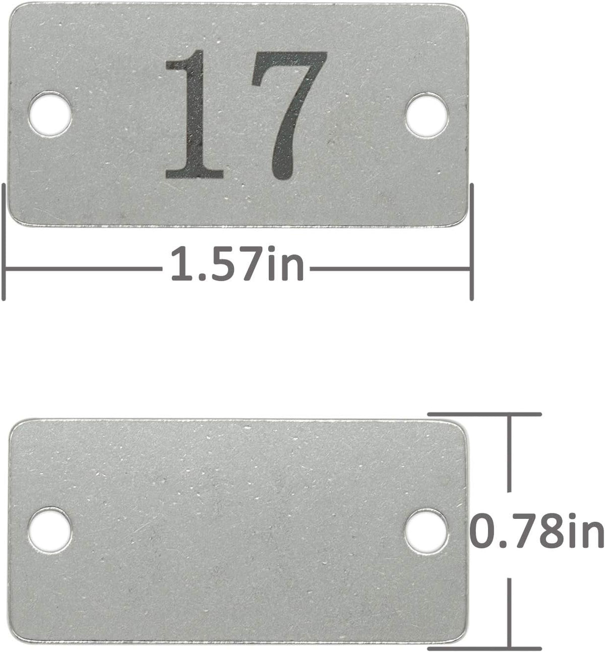 StayMax Stainless Steel Rectangle Numbered Tags with Two Holes (51-100)