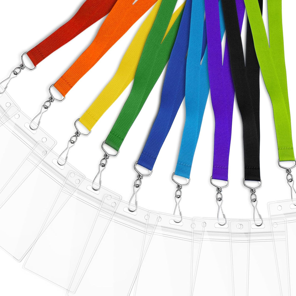12 Pack Apple Green Lanyards with Safety Breakaway Clasp, Waterproof Badge Holders, Polyester Neck Straps for ID Cards, Events, Office, and Schools