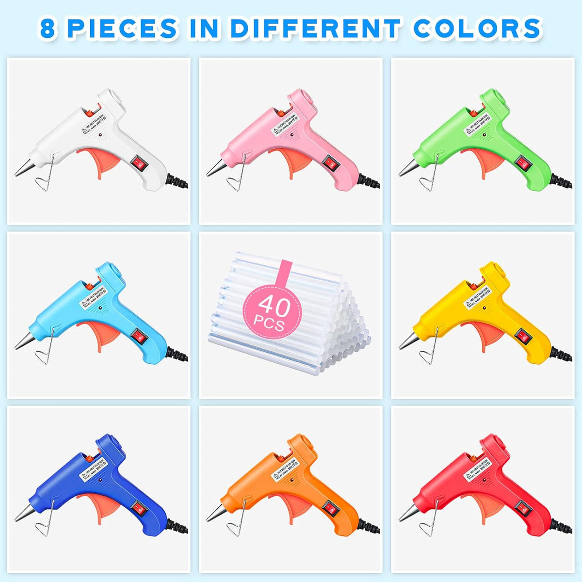 Zhengmy 8 Pcs Mini Hot Glue Gun with 40 Sticks Crafts Hot Glue Guns High Temp Repairs Kit for School DIY Arts Class Projects Office Home Quick Repairs