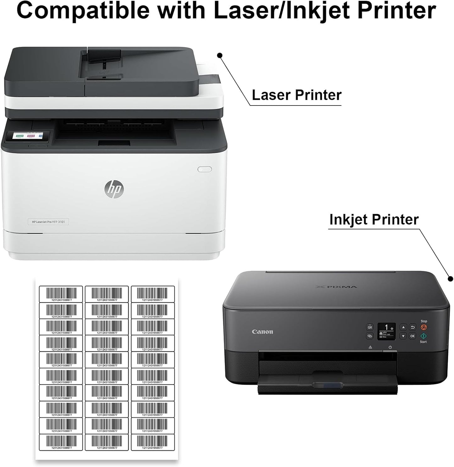 200 Sheets 6000 Labels Address Labels Sticker for Laser & Inkjet Printer, 1" x 2-5/8" White Blank Printable Shipping Address Labels, Strong Adhesive for FBA Label, Easy to Peel