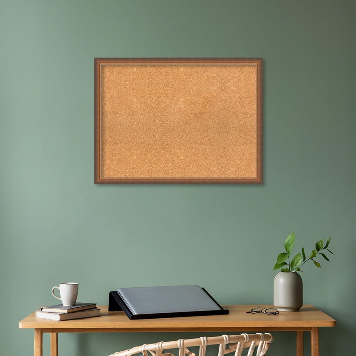 Amanti Art Natural Cork Board for Wall, 24x32 Vision Board with Bronze Frame, Large Corkboard Office Decor for Home Organization, Modern Corkboard Pinboard to Display Items for Home Organization in