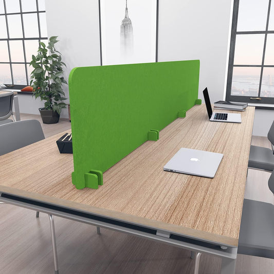 Freestanding Acoustic Desk Divider with Mount | Eco-Friendly Privacy Screen Panel | Noise Reducing Desk Partition | Tackboard Option & Easy to Install | Made from Recycled Plastic | White - 18" X 59"