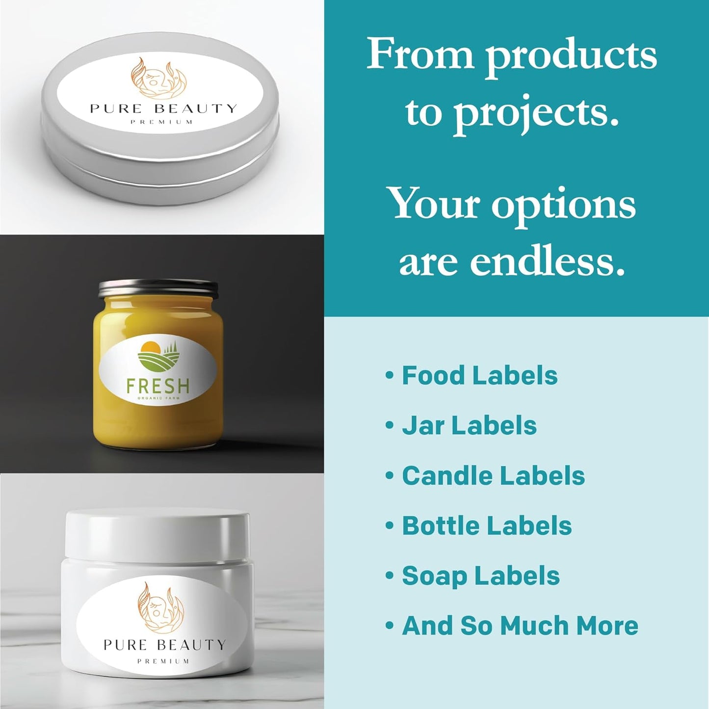 Premium Label Supply White Sticker Oval Labels – 3.33" x 2" Oval – Laser/Inkjet Compatible – (8 per Sheet), 25 Sheets – 200 Total Adhesive Labels