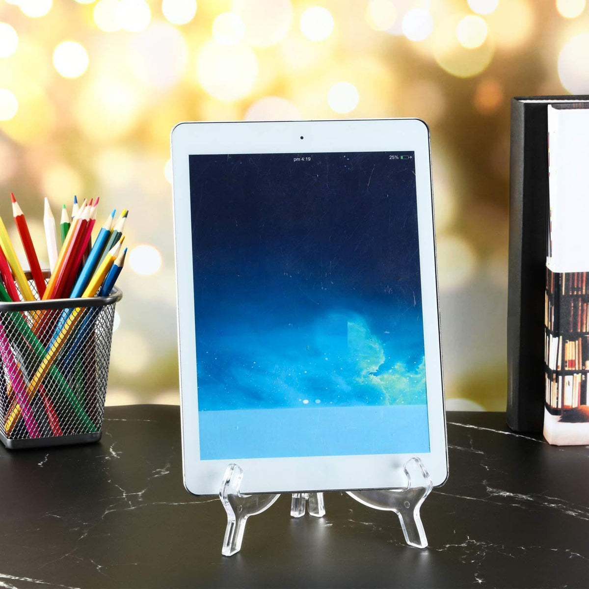 HESTYA 3 Pieces 4.5/7/9.8 Inch Clear Acrylic Easels Display Stands Plate Stands Holders to Display Pictures or Other Items for Weddings, Birthdays, Home Decoration, Tables