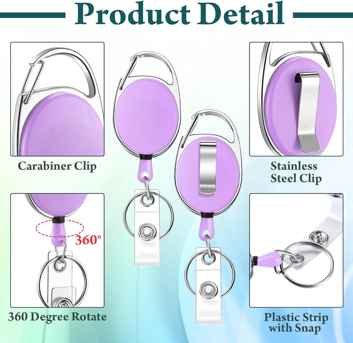 Laumoi 60 Pack Heavy Duty Retractable Badge Holder Reel with Belt Clip Keyring and Waterproof Vertical ID Card Holders for ID Name Card Keychain Badge (Colorful)