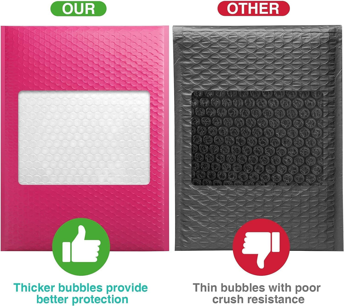 Metronic Bubble Mailers 10.5x16 500 Pack Large Pink Bubble Mailers Waterproof Thick Padded Envelopes for Packaging, Makeup, Gift, Mailing, Shipping, Small Items Supplies