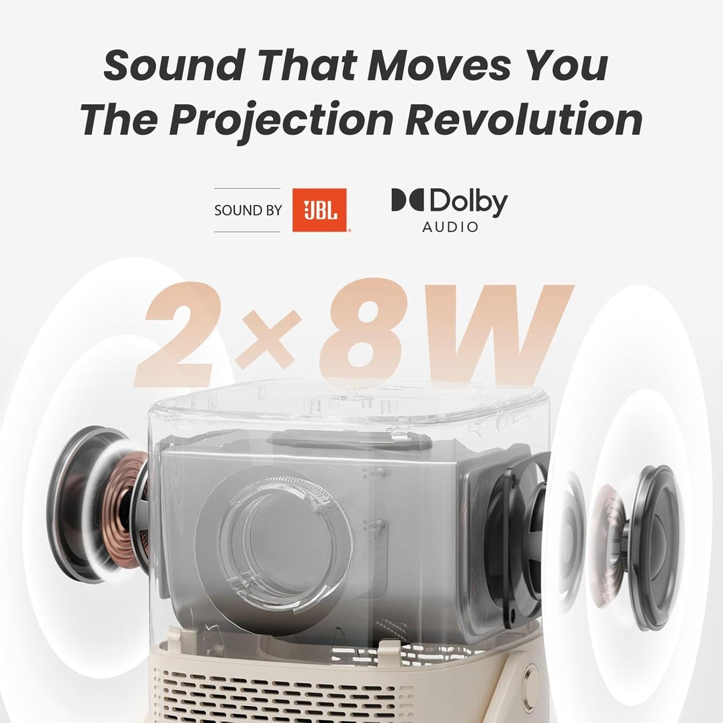 Yaber T2 Outdoor Projector with WiFi 6 and Bluetooth, Battery Powered Projector with Native 1080P & JBL Speaker, Smart Movie Projector for Inside and Outside, Compatible with TV Dongle (Not included)