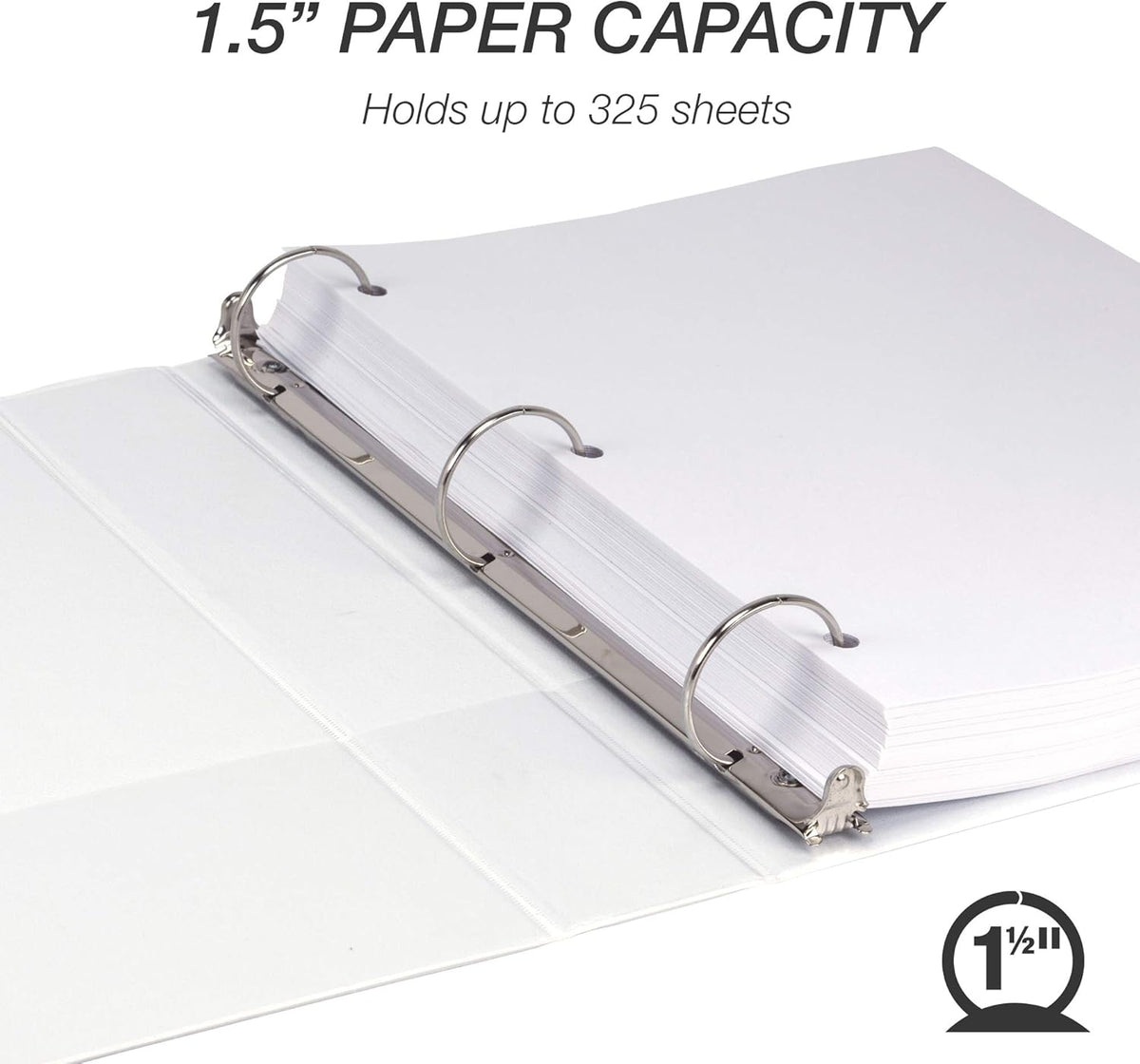 Samsill Durable 1.5 Inch Binder, Made in the USA, Round Ring Customizable Clear View Binder, White, 4 Pack (MP48457)