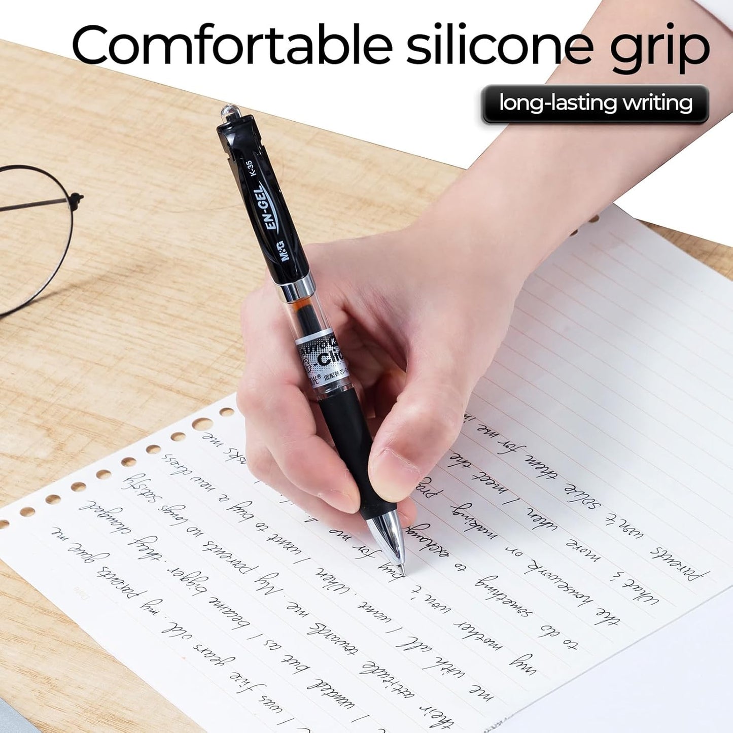 M&G Gel Pens, 0.7mm Black Gel Pens Medium Point, 36 PCS Retractable Gel Ink Rollerball Pens, Gel Ink Pens with Premium Ink & Comfort Grip for Smooth Writing Office School Men Women